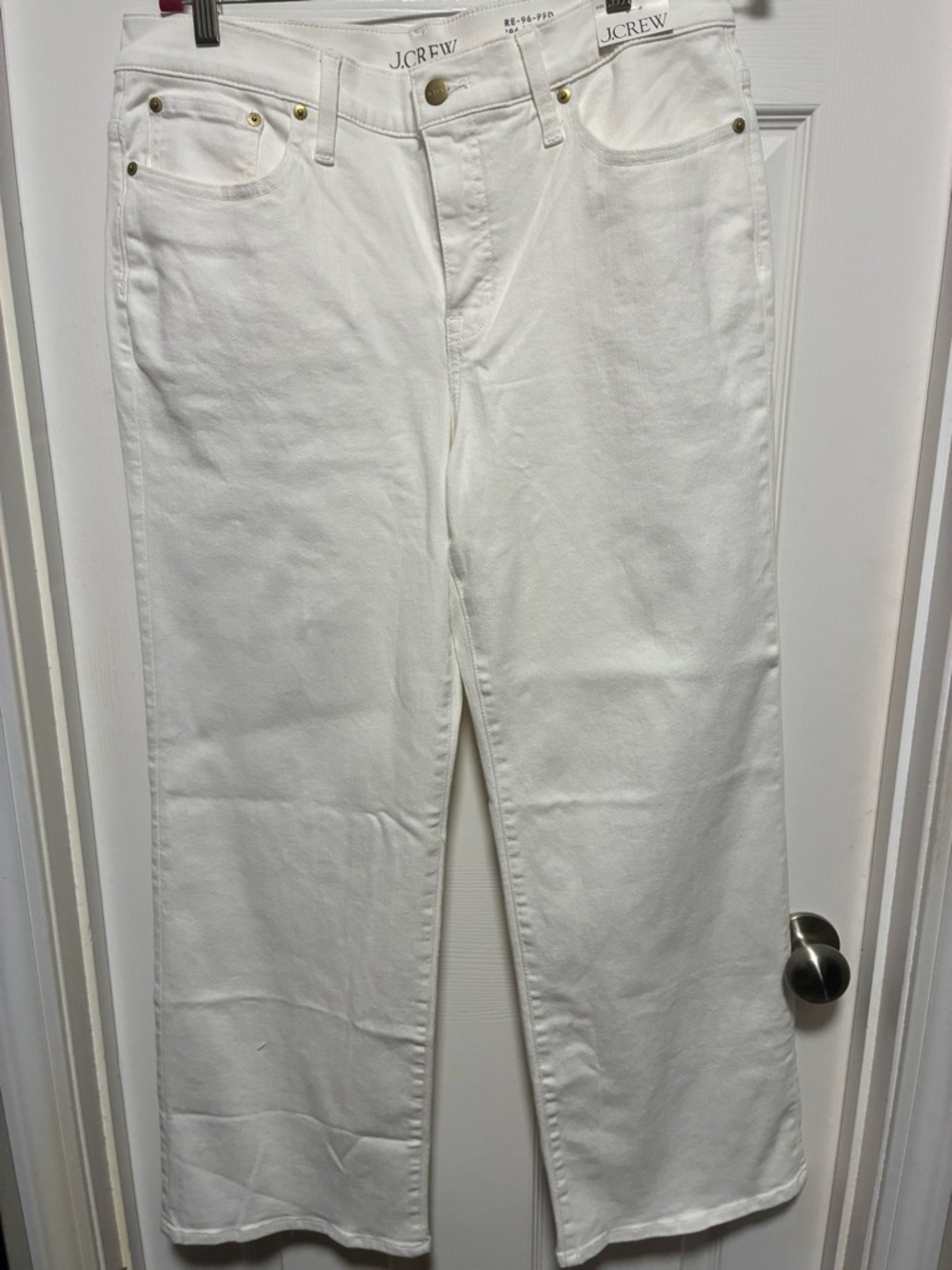 J.Crew Women's White Slim Wide-Leg Jeans